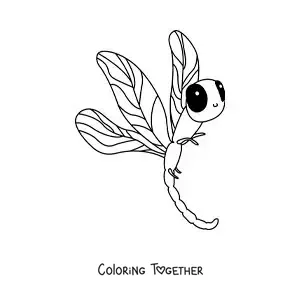 Coloring page of a childish cartoon dragonfly