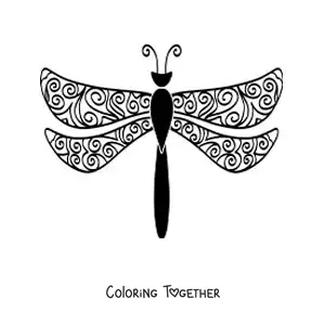 Coloring page of a dragonfly mandala