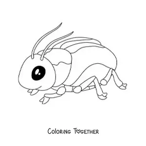 Coloring page of a kawaii beetle