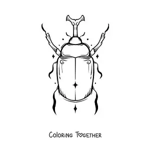 Coloring page of a realistic rhinoceros beetle