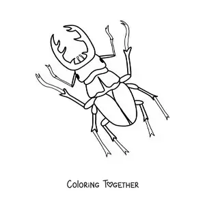 Coloring page of a stag beetle