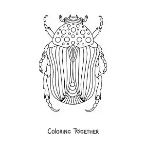Coloring page of a big beetle
