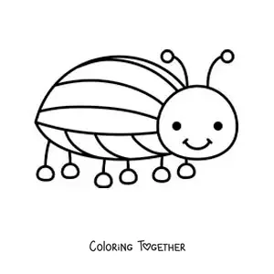 Coloring page of an easy, childish beetle