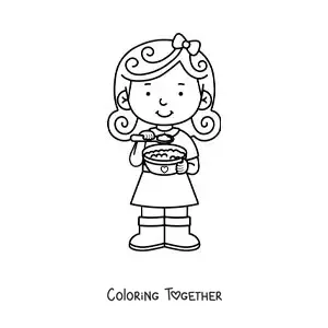 Coloring page of Goldilocks eating porridge