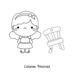 Coloring page of Goldilocks and the broken chair