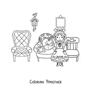 Coloring page of Goldilocks and the three bears' chairs