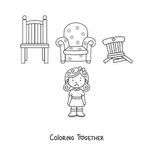 Coloring page of Goldilocks and the three bears' chairs