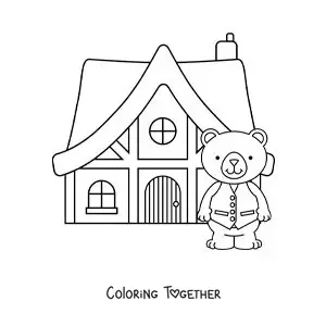 Coloring page of the three little bears' house