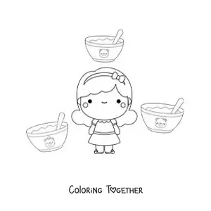 Coloring page of Goldilocks and the three little bears' bowls