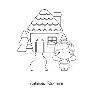Coloring page of Goldilocks in the three little bears' house