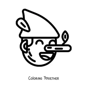 Coloring page of an easy Pinocchio face with the big nose