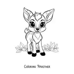 Coloring page of cartoon kawaii Bambi