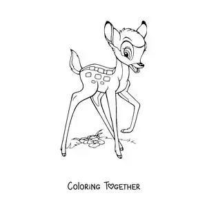 Coloring page of Bambi walking