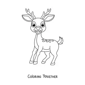 Coloring page of cartoon Bambi the deer