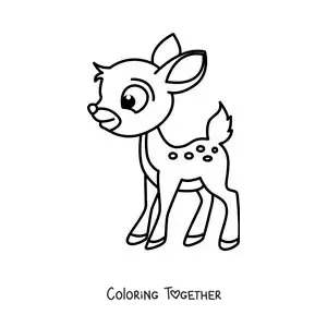 Coloring page of an easy Bambi cartoon