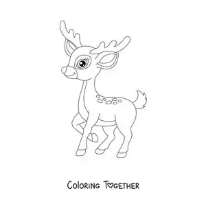 Coloring page of animated Bambi with antlers