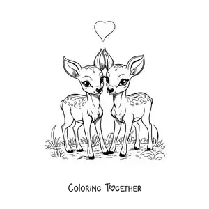 Coloring page of Bambi and Faline in love