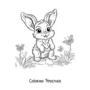 Coloring page of kawaii Thumper the rabbit