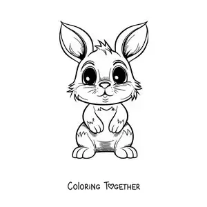 Coloring page of big kawaii Thumper the rabbit