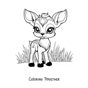 Coloring page of cartoon kawaii Faline