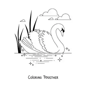 Coloring page of the Ugly Duckling turned into a swan