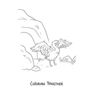 Coloring page of the Ugly Duckling turning into a swan