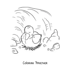 Coloring page of the Ugly Duckling sleeping alone
