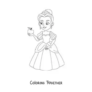 Coloring page of the animated princess Snow White