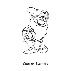 Coloring page of the animated dwarf Bashful