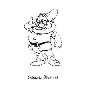 Coloring page of the animated dwarf Doc