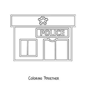 Coloring page of a police station