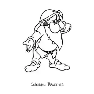 Coloring page of the animated dwarf Grumpy