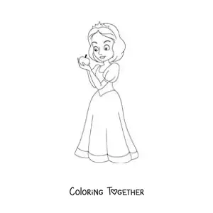 Coloring page of Snow White biting the apple