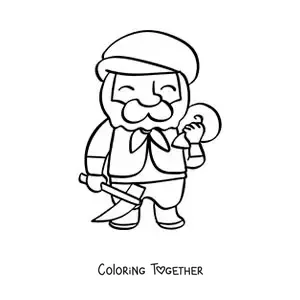 Coloring page of one of the 7 dwarfs from Snow White
