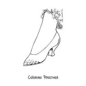 Coloring page of Cinderella's foot in the glass slipper