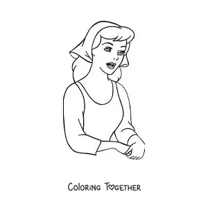 Coloring page of cartoon Cinderella