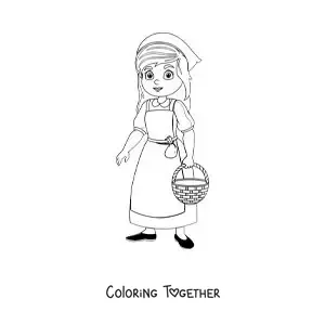 Coloring page of Cinderella doing chores