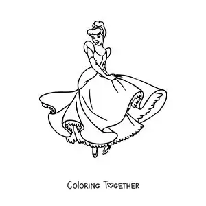 Coloring page of Cinderella dancing