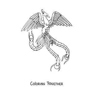 Coloring page of a phoenix