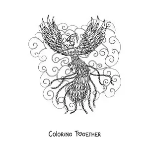 Coloring page of a phoenix from Greek mythology