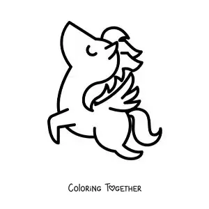Coloring page of an easy cartoon Pegasus