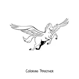 Coloring page of a winged Pegasus from mythology