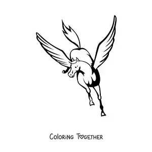 Coloring page of Pegasus flying