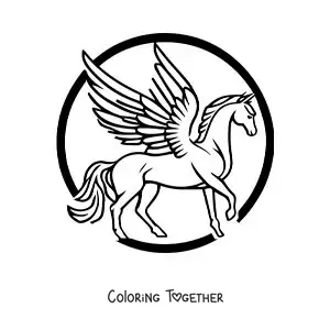 Coloring page of an easy winged Pegasus