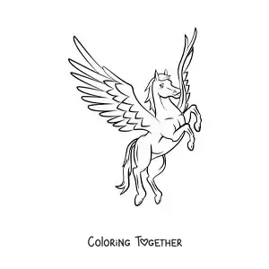 Coloring page of Pegasus on two legs
