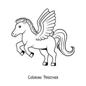Coloring page of Pegasus the fantastic animal