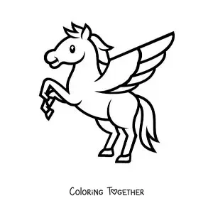 Coloring page of easy Pegasus the winged horse