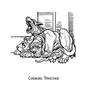 Coloring page of a realistic Cerberus