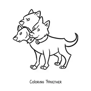 Coloring page of a cartoon Cerberus