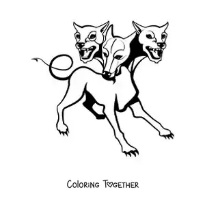 Coloring page of Cerberus